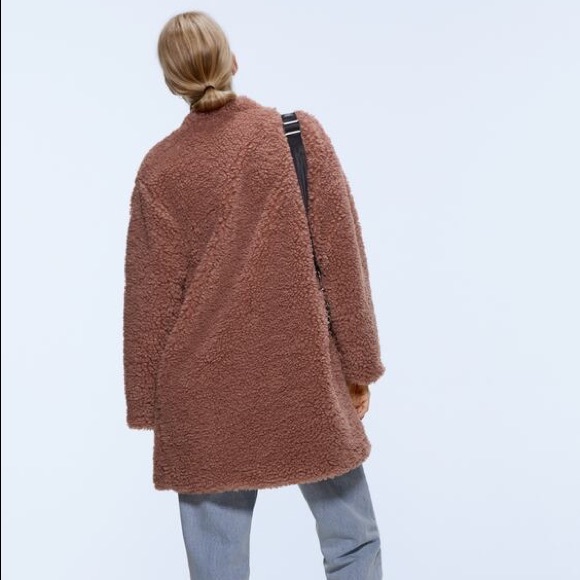 ZARA PINK TEDDY FLEECE COAT #Cybermondaysale - Picture 4 of 8